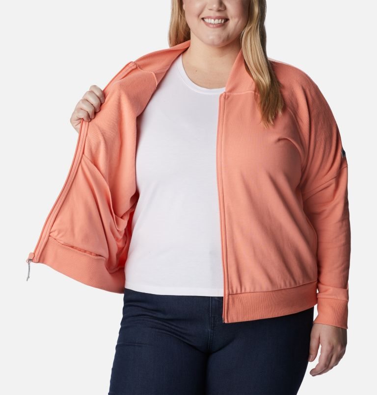 Jacheta Columbia Lodge French Terry Full Zip Dama Corai | Plus Size BN97SZA80